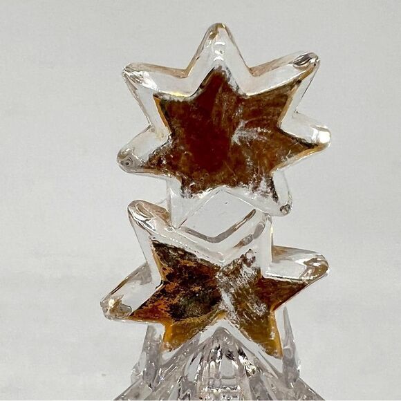 Vintage Crystal Christmas Tree W/Star Art Glass Trinket Dish 6.0” Tall Mikasa - Picture 6 of 6